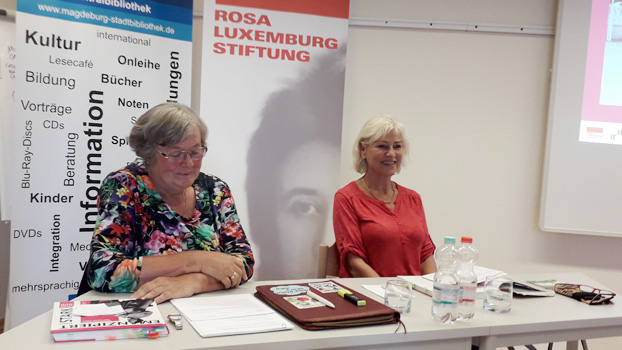 Buchvorstellung von Dr. Dagmar Enkelmann, Vorstandsvorsitzende der RLS (Im Bild rechts)